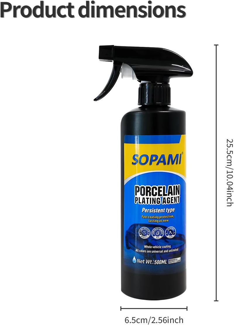 SOPAMI Car Coating Spray, Quick Effect Coating Agent,Quickly Coat Wax Spray Car Scratch Wax Polish ，Waterless Wash Oil Film Emulsion Glass Cleaner (1 Pc+Cloth) - Image 2